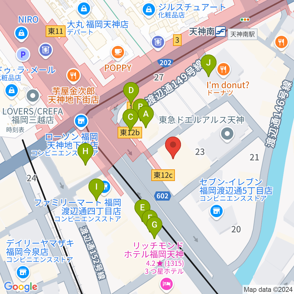 BIGBOSS福岡周辺のファミレス・ファーストフード一覧地図