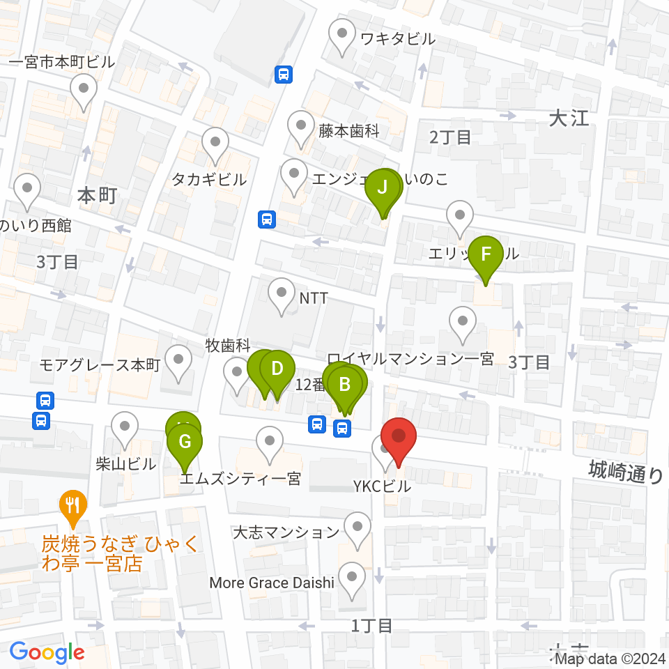 ミュージックポケット周辺のファミレス・ファーストフード一覧地図