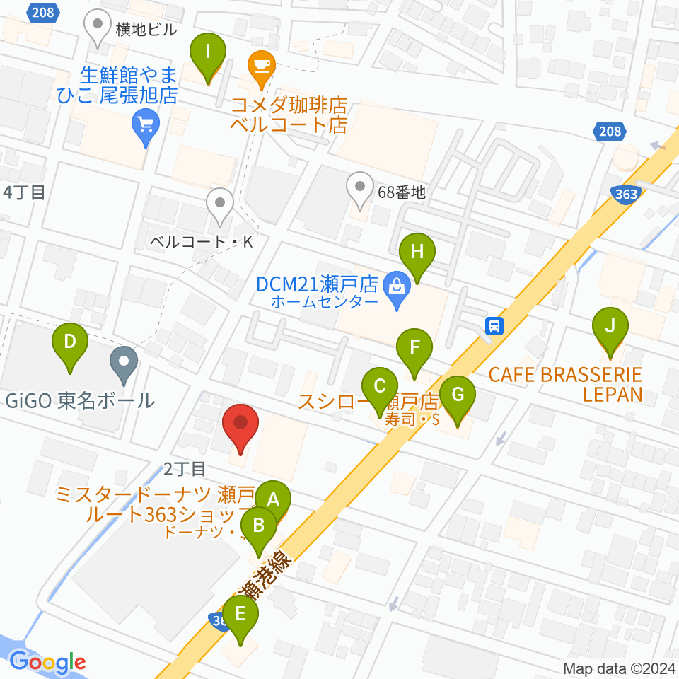 スタジオ・ミディ周辺のファミレス・ファーストフード一覧地図