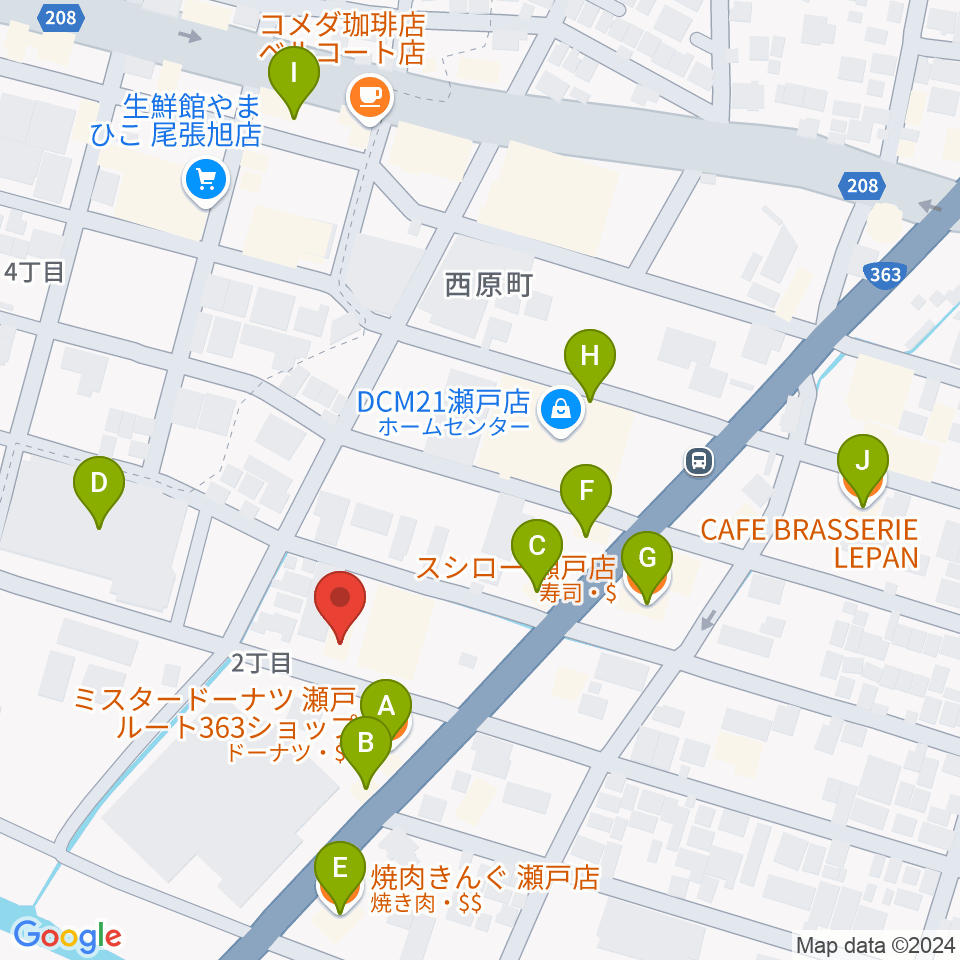 スタジオ・ミディ周辺のファミレス・ファーストフード一覧地図