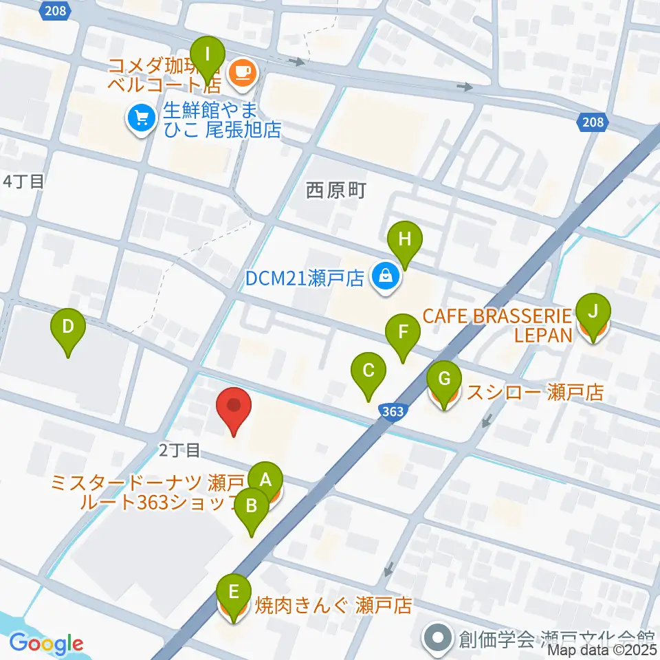 スタジオ・ミディ周辺のファミレス・ファーストフード一覧地図