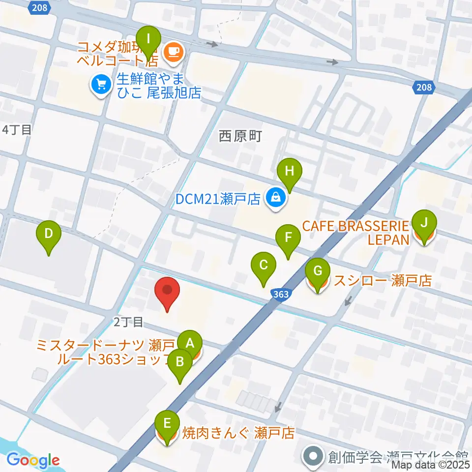 スタジオ・ミディ周辺のファミレス・ファーストフード一覧地図