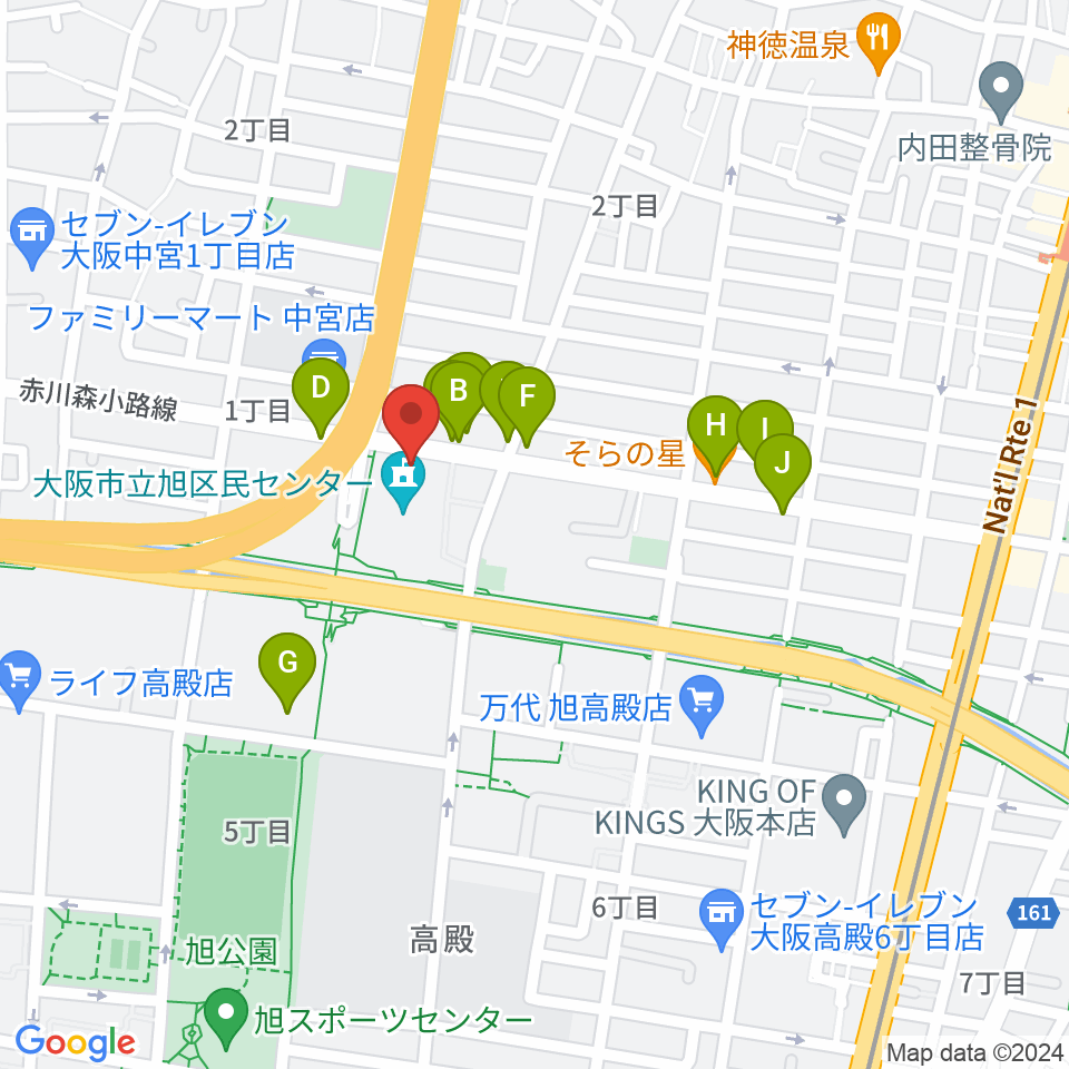 芸術創造館 音楽練習室周辺のファミレス・ファーストフード一覧地図