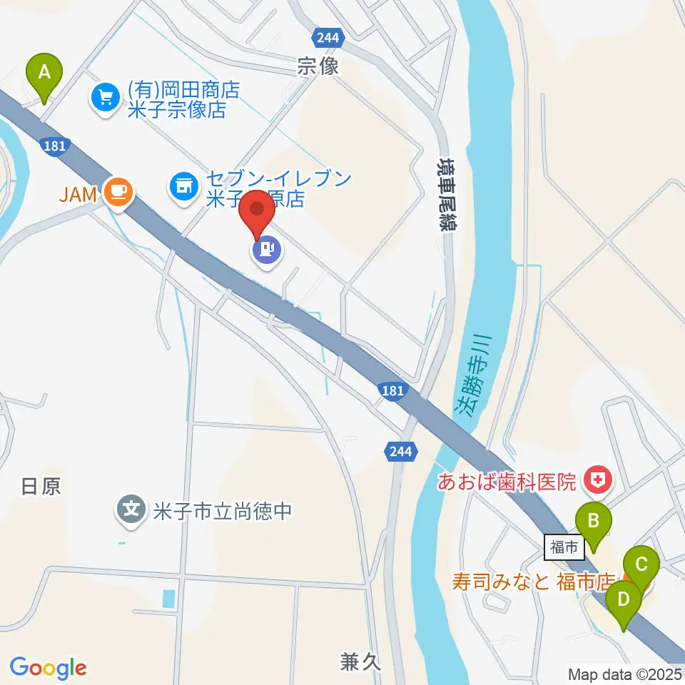 音楽天国 鳥取米子店周辺のファミレス・ファーストフード一覧地図