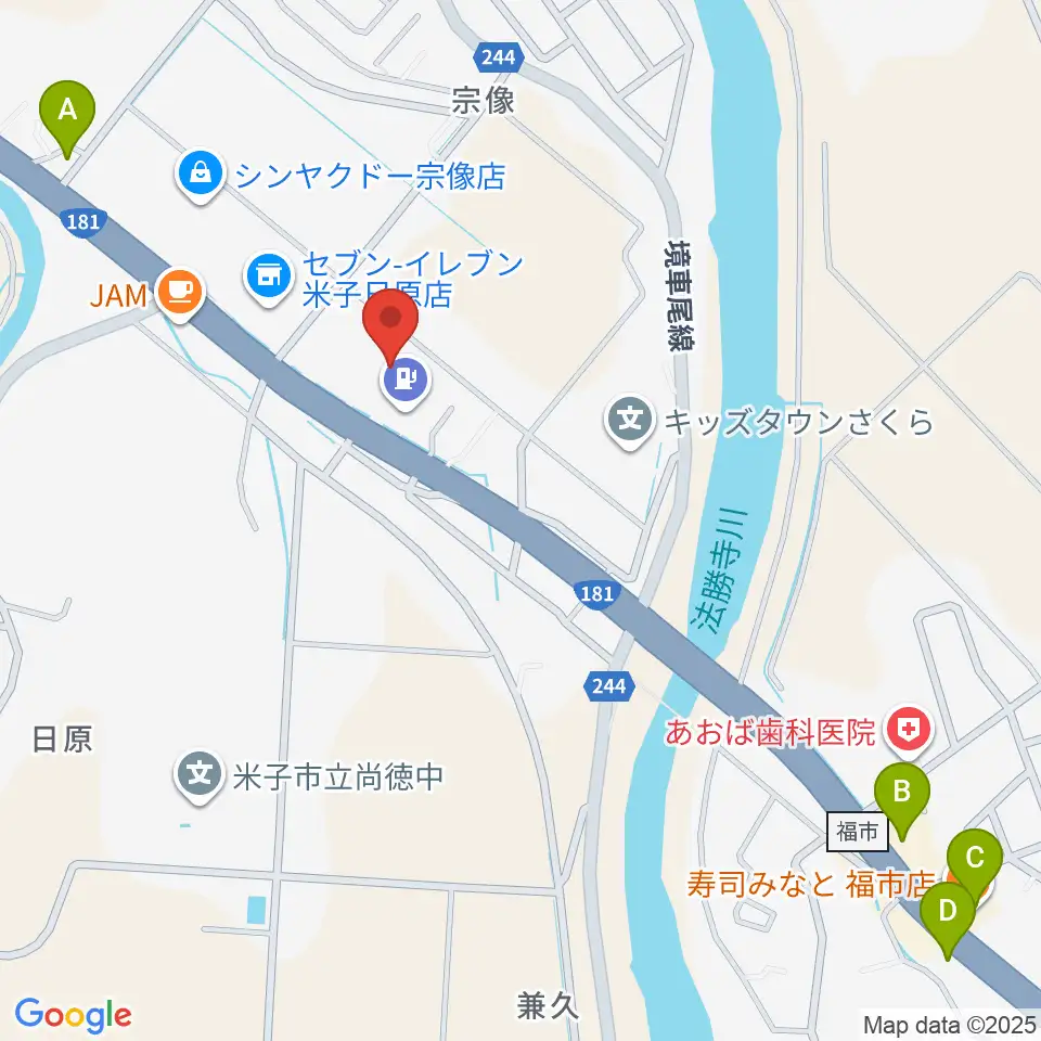 音楽天国 鳥取米子店周辺のファミレス・ファーストフード一覧地図