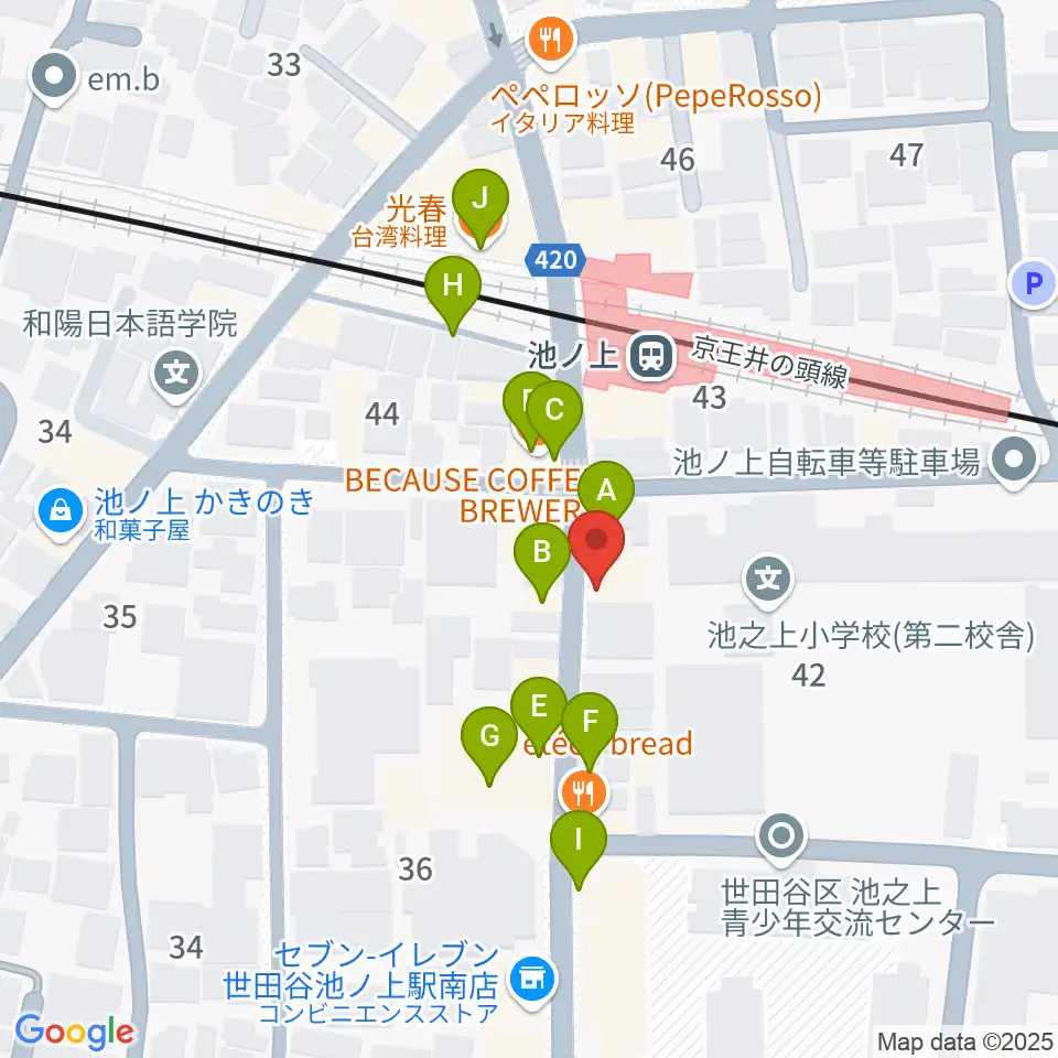 The Guitar Lounge周辺のファミレス・ファーストフード一覧地図