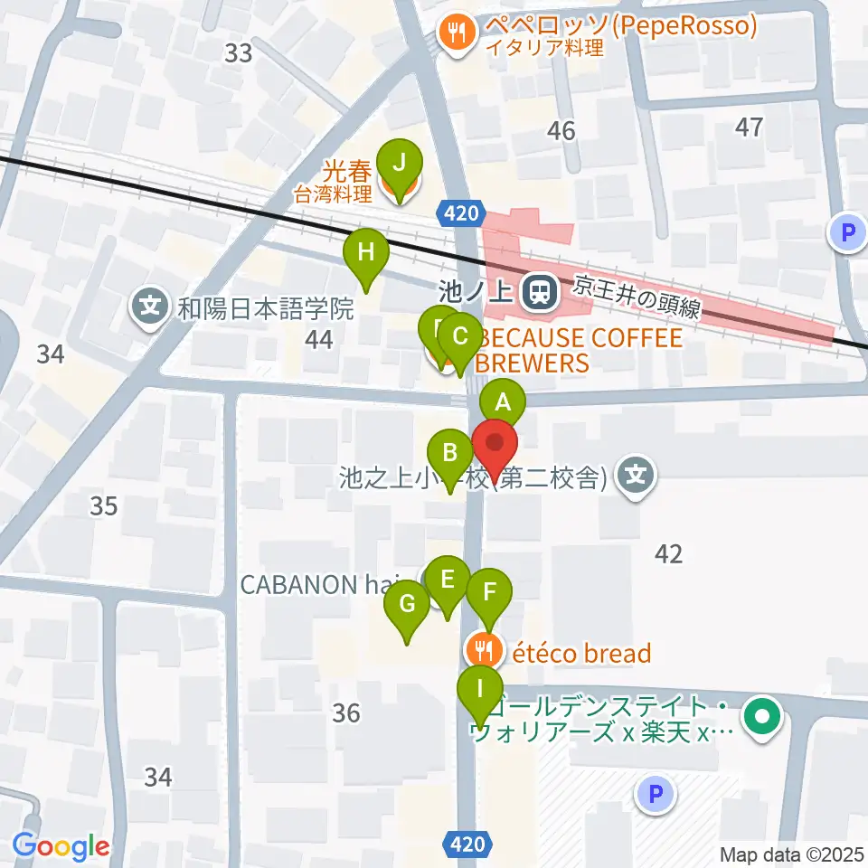 The Guitar Lounge周辺のファミレス・ファーストフード一覧地図