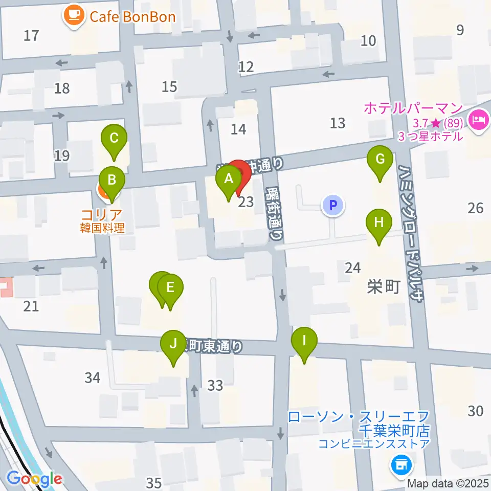 Y'S GUITAR周辺のファミレス・ファーストフード一覧地図