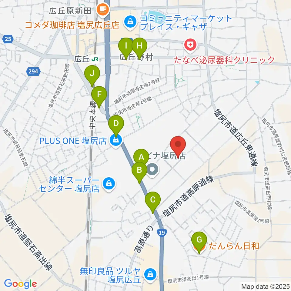 ティーズギター周辺のファミレス・ファーストフード一覧地図