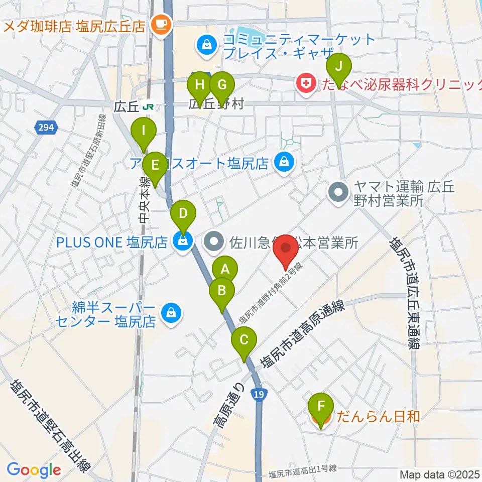 ティーズギター周辺のファミレス・ファーストフード一覧地図