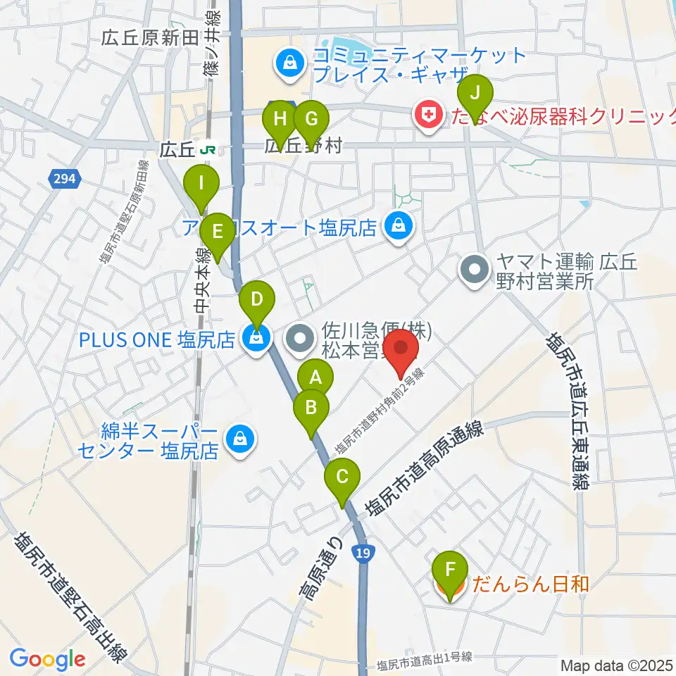 ティーズギター周辺のファミレス・ファーストフード一覧地図