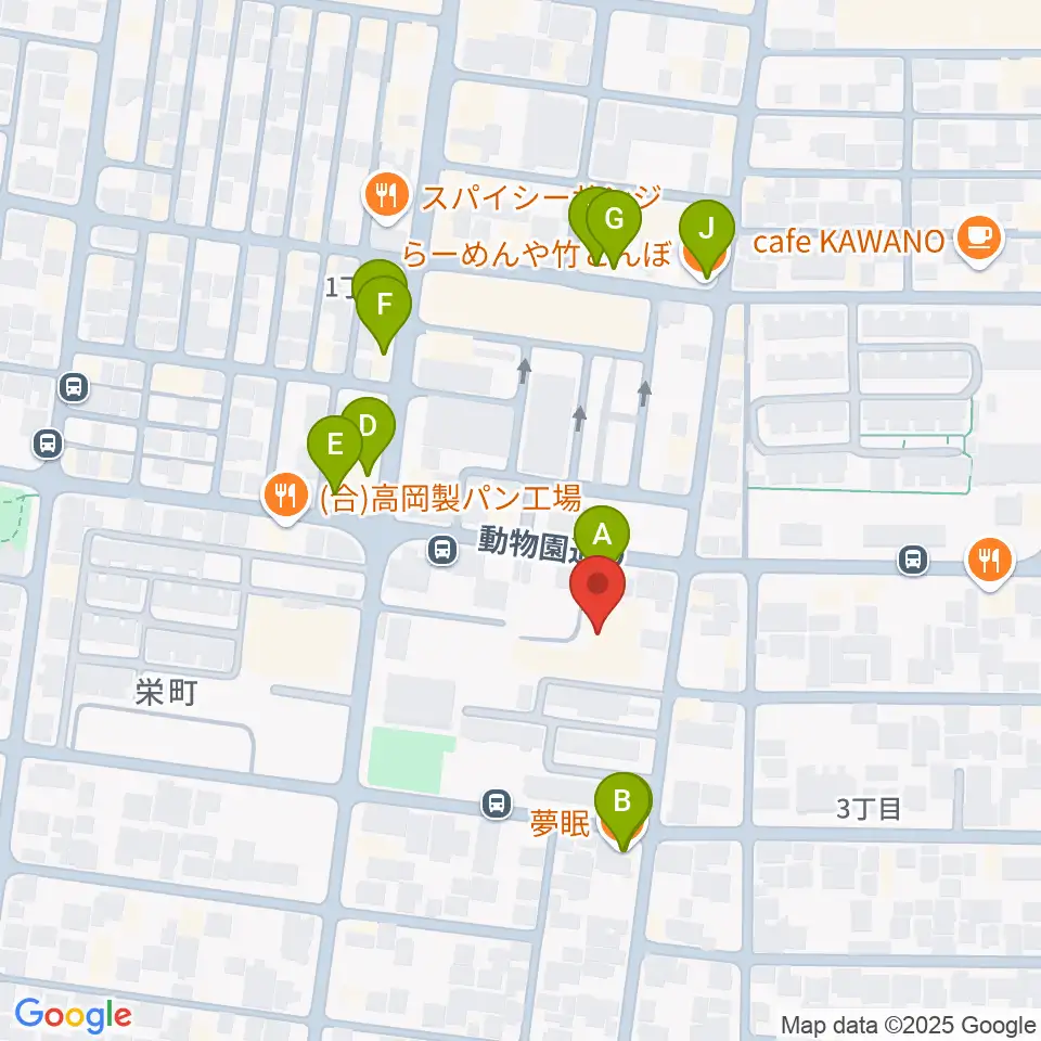熊本市健軍文化ホール周辺のファミレス・ファーストフード一覧地図