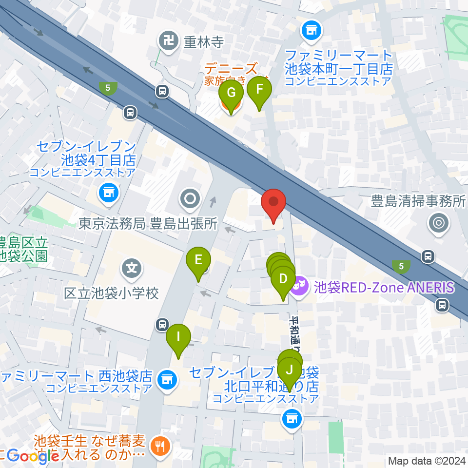 ウクレレマニア周辺のファミレス・ファーストフード一覧地図