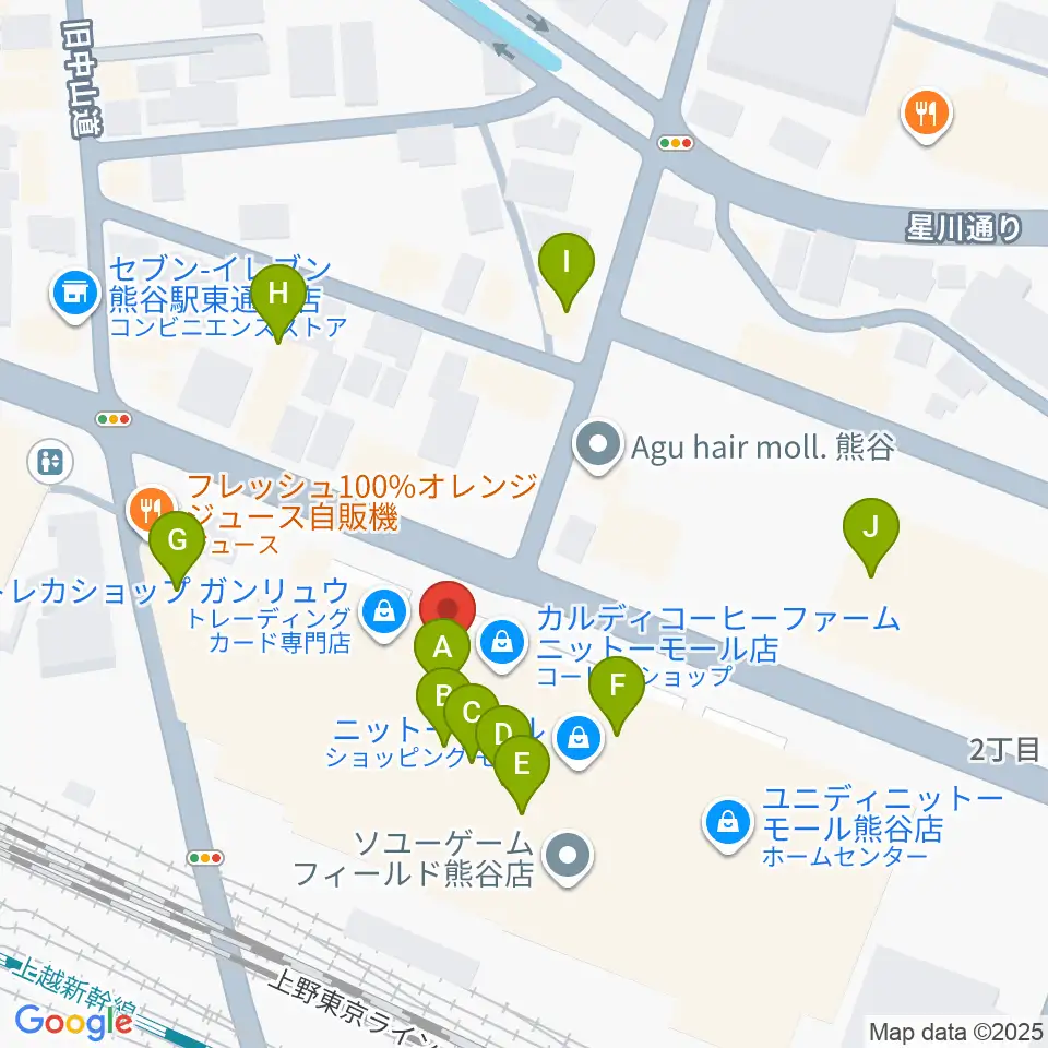 山野楽器サウンドクルー熊谷周辺のファミレス・ファーストフード一覧地図