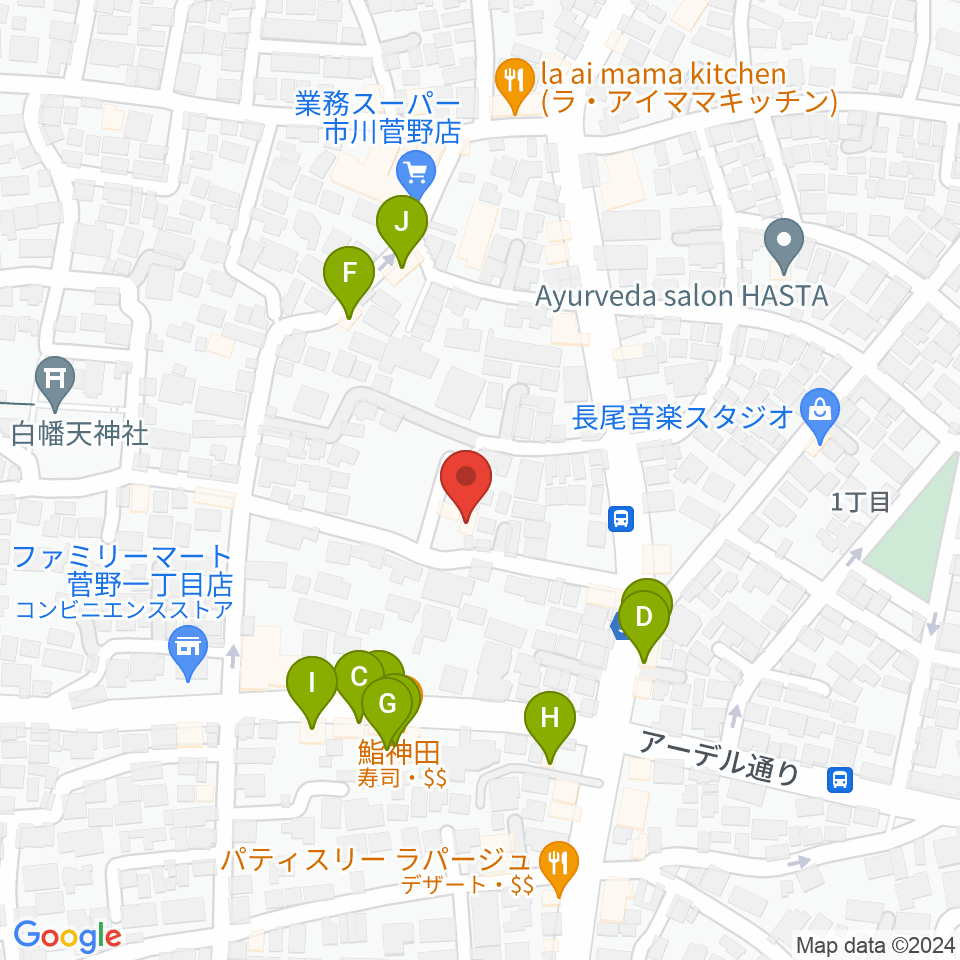 ハーティスト・ミュージック周辺のファミレス・ファーストフード一覧地図