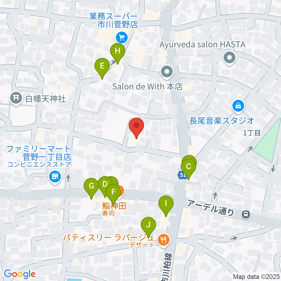ハーティスト・ミュージック周辺のファミレス・ファーストフード一覧地図