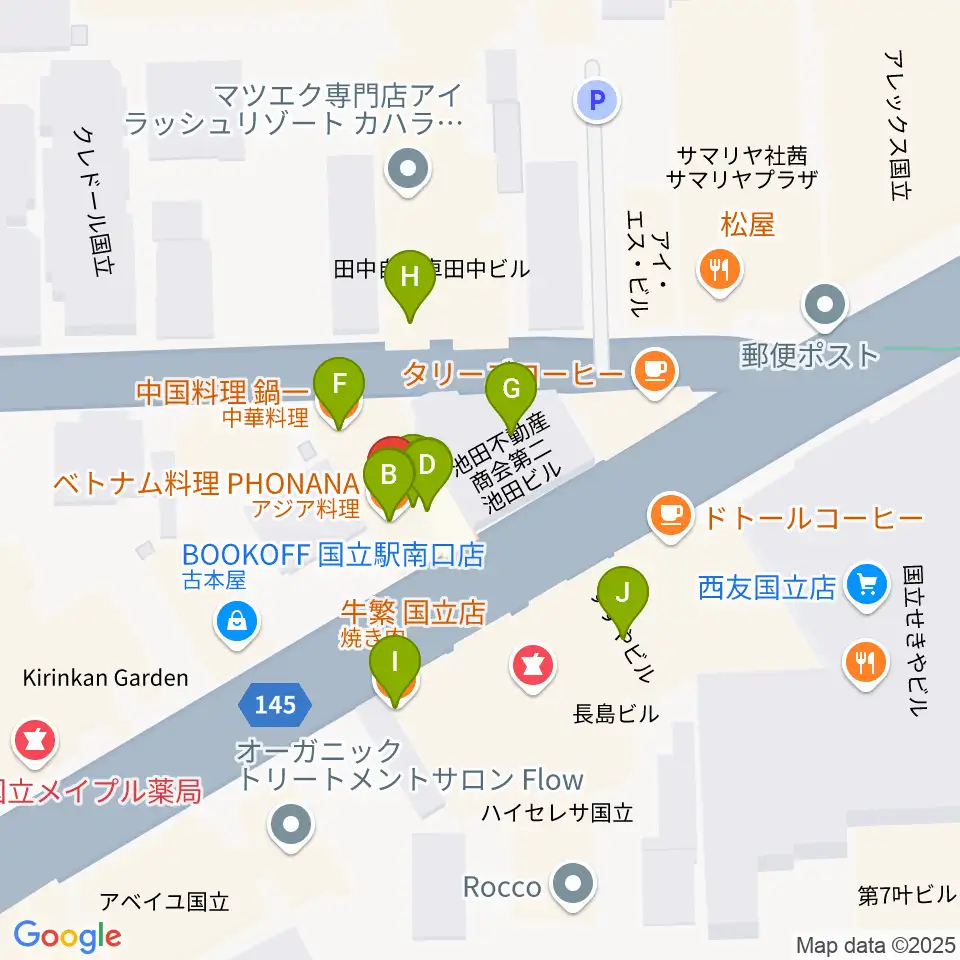 FAR EAST GUITARS周辺のファミレス・ファーストフード一覧地図