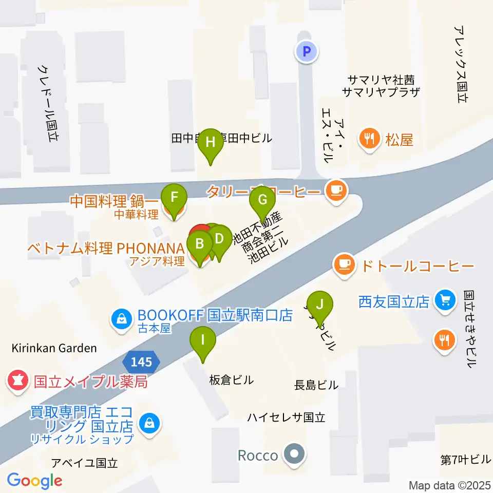 FAR EAST GUITARS周辺のファミレス・ファーストフード一覧地図