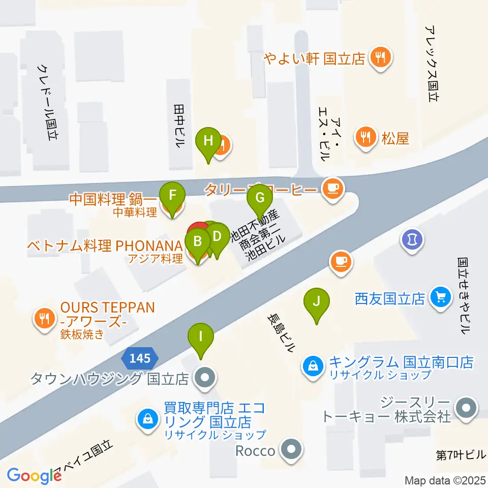 FAR EAST GUITARS周辺のファミレス・ファーストフード一覧地図