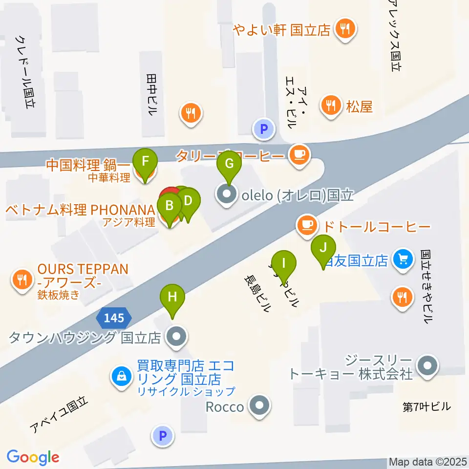 FAR EAST GUITARS周辺のファミレス・ファーストフード一覧地図