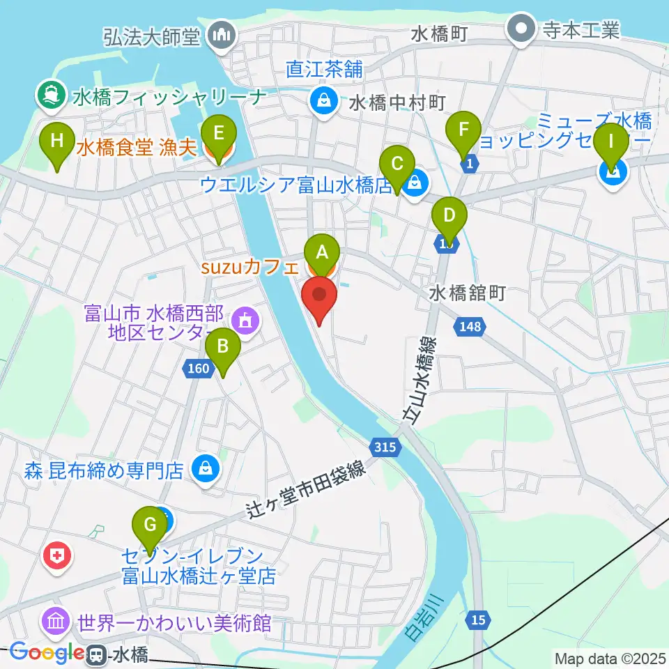 ギターショップHIRUYA周辺のファミレス・ファーストフード一覧地図