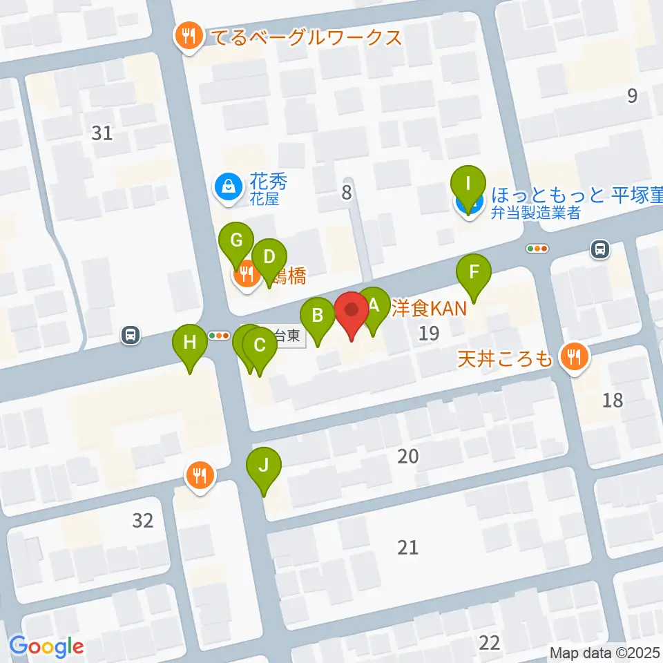 リアリーミュージック周辺のファミレス・ファーストフード一覧地図