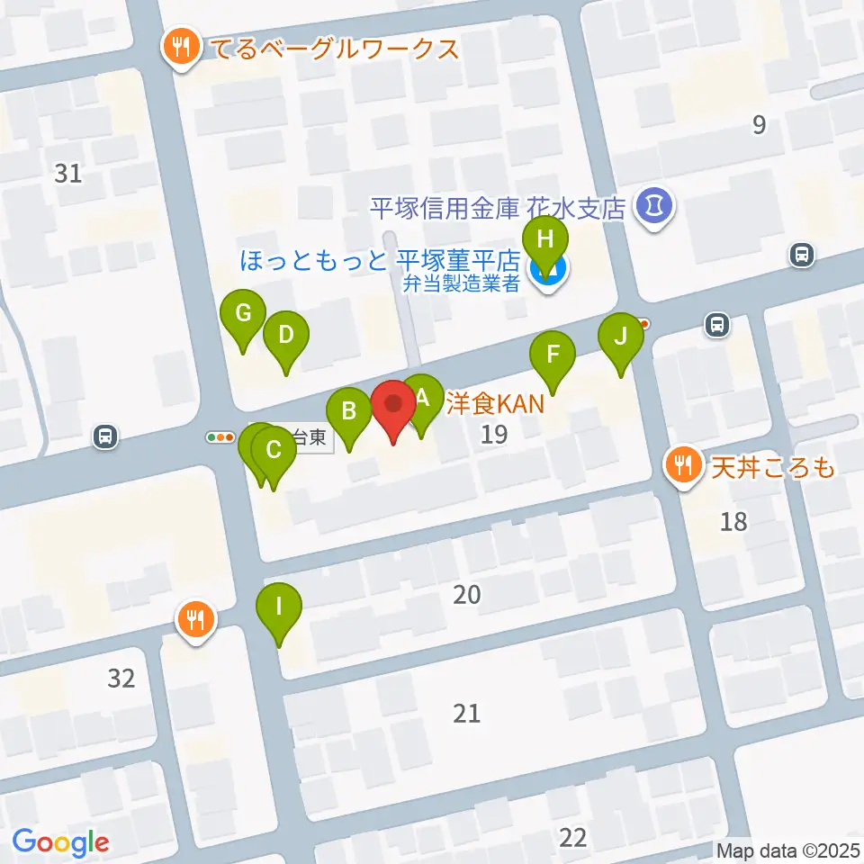 リアリーミュージック周辺のファミレス・ファーストフード一覧地図