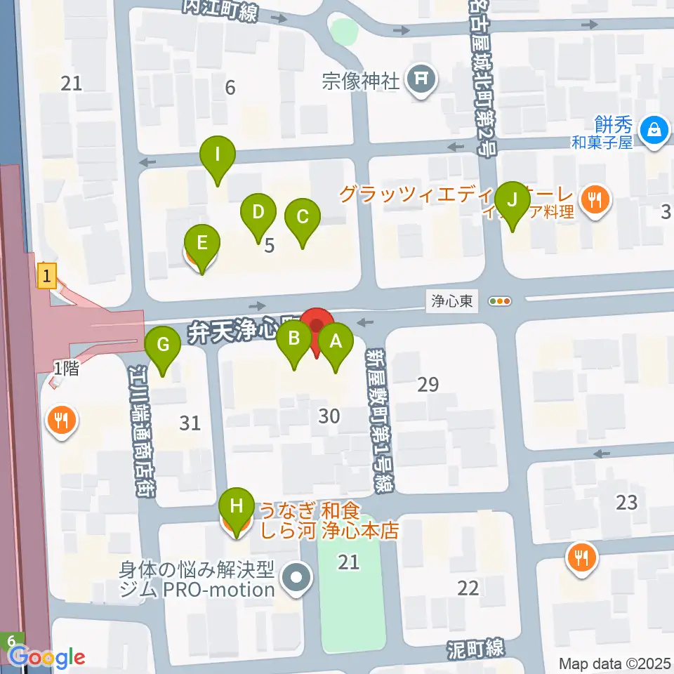 ビッグシティギターズ周辺のファミレス・ファーストフード一覧地図