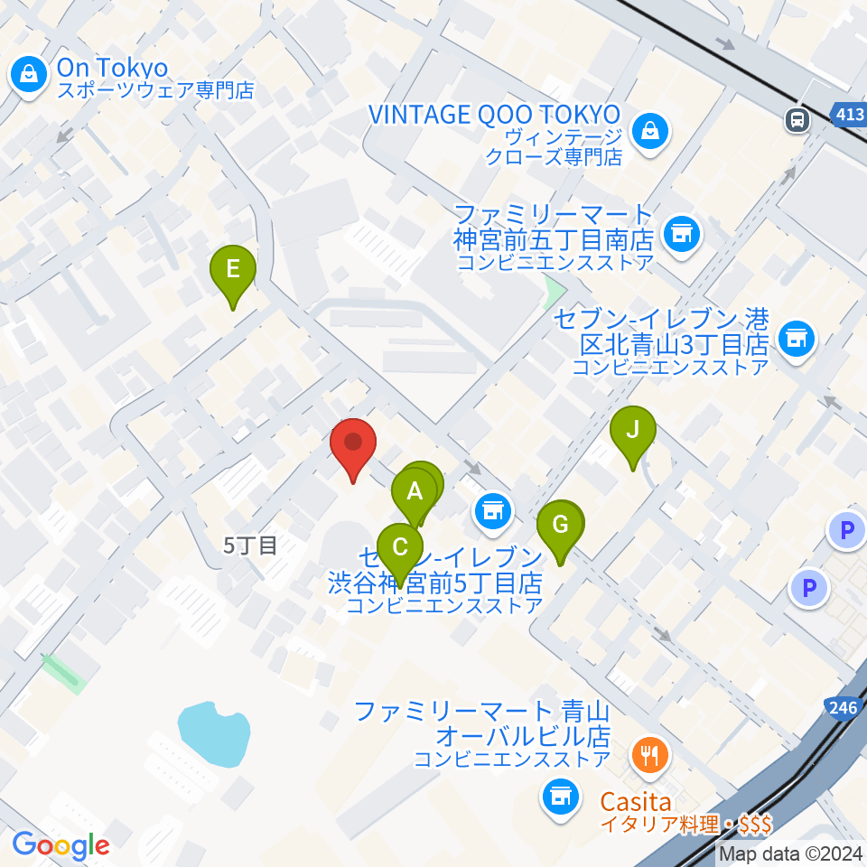 表参道ラパン・エ・アロ周辺のファミレス・ファーストフード一覧地図