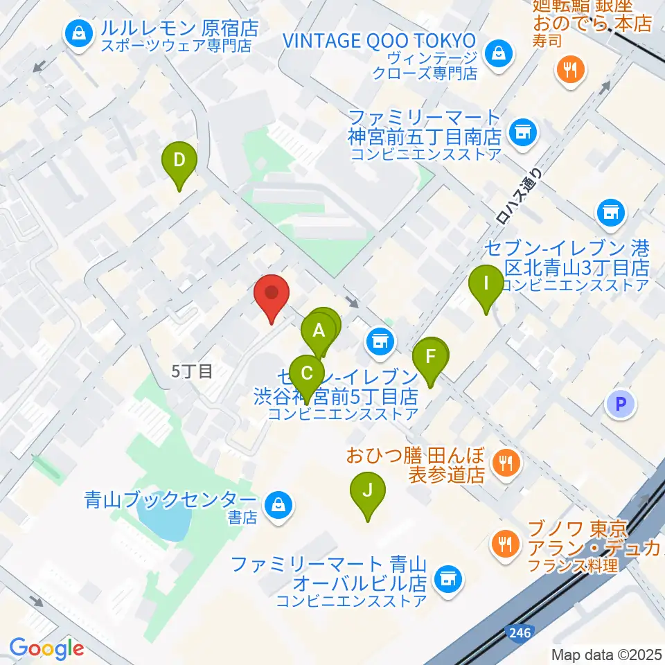 表参道ラパン・エ・アロ周辺のファミレス・ファーストフード一覧地図