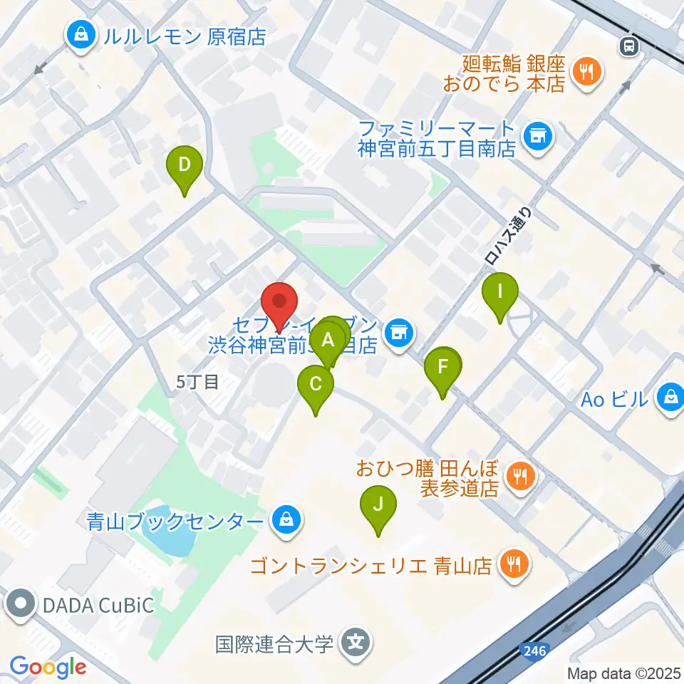 表参道ラパン・エ・アロ周辺のファミレス・ファーストフード一覧地図