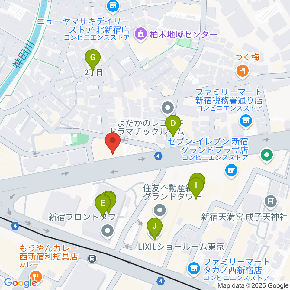 新宿村スタジオ周辺のファミレス・ファーストフード一覧地図