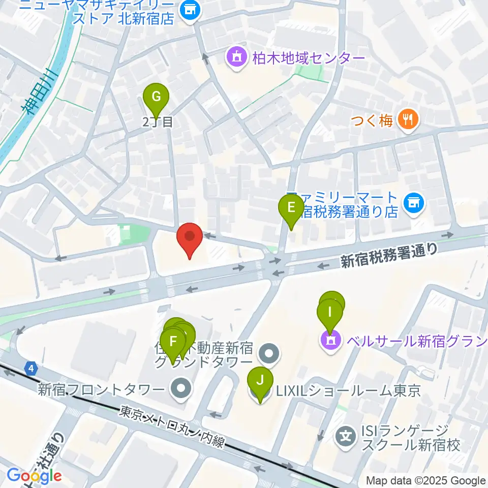 新宿村スタジオ周辺のファミレス・ファーストフード一覧地図