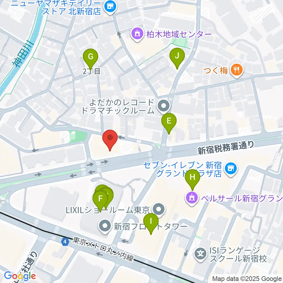 新宿村スタジオ周辺のファミレス・ファーストフード一覧地図
