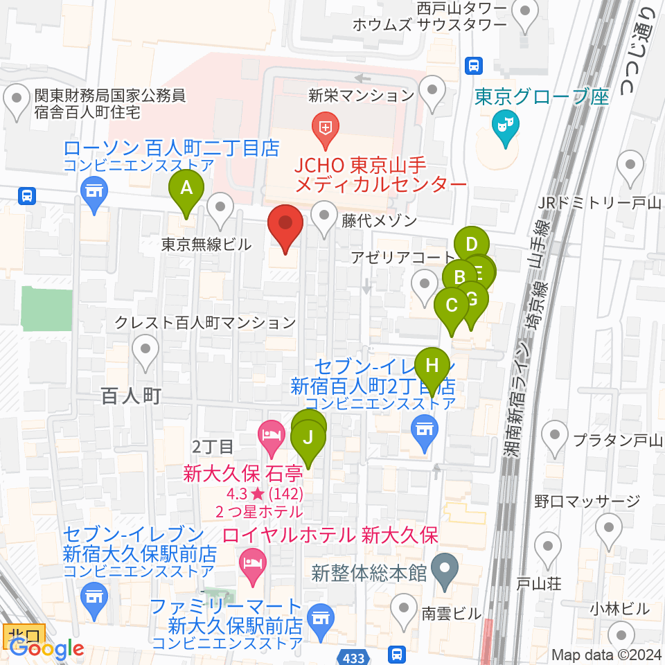 STUDIO VIRTUOSI周辺のファミレス・ファーストフード一覧地図