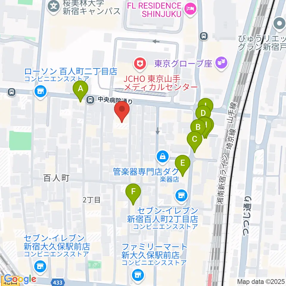 STUDIO VIRTUOSI周辺のファミレス・ファーストフード一覧地図