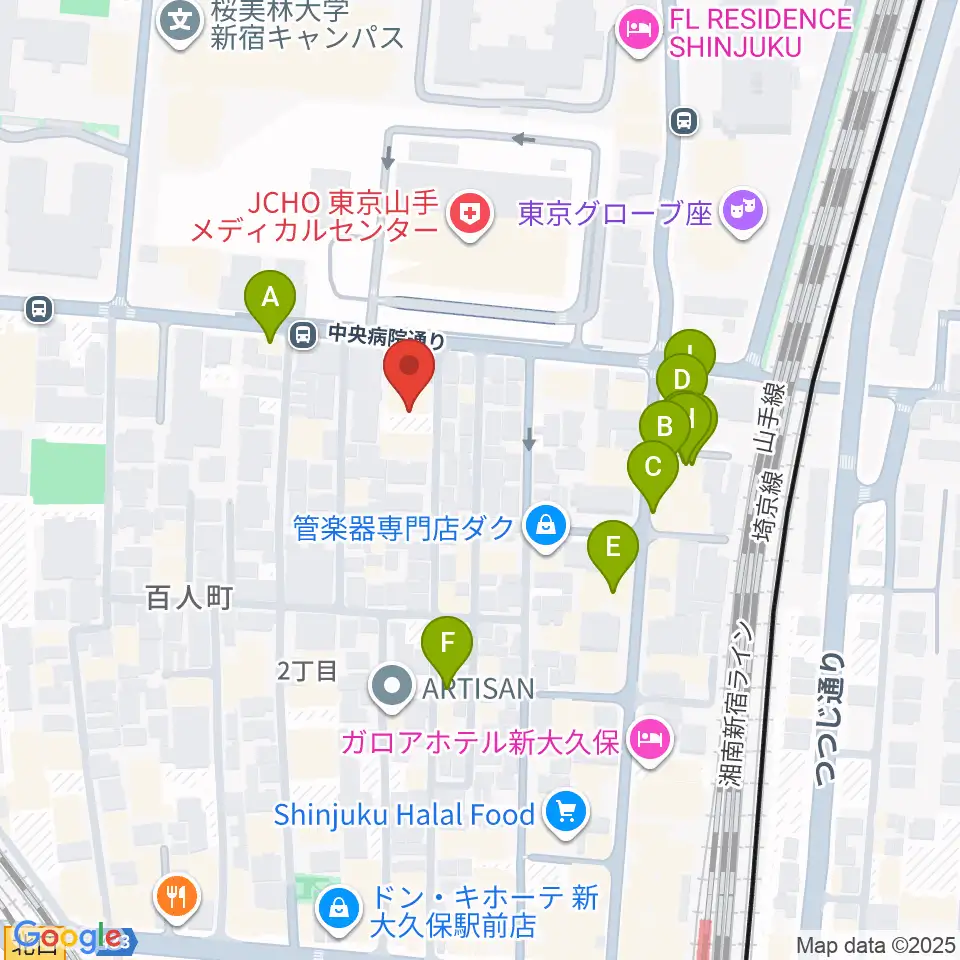 STUDIO VIRTUOSI周辺のファミレス・ファーストフード一覧地図