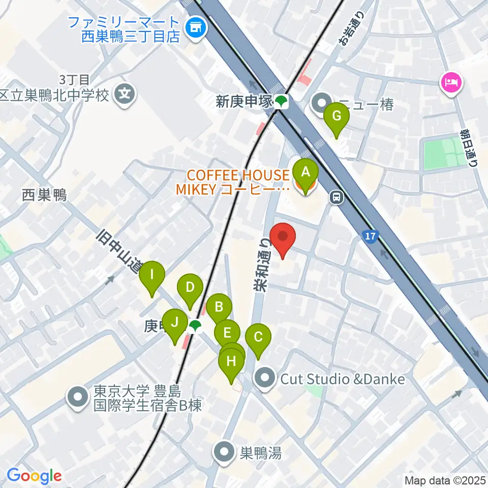 スタジオフォー周辺のファミレス・ファーストフード一覧地図