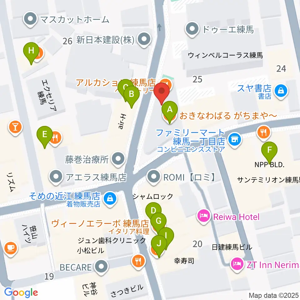 スタジオマザーハウス練馬店周辺のファミレス・ファーストフード一覧地図