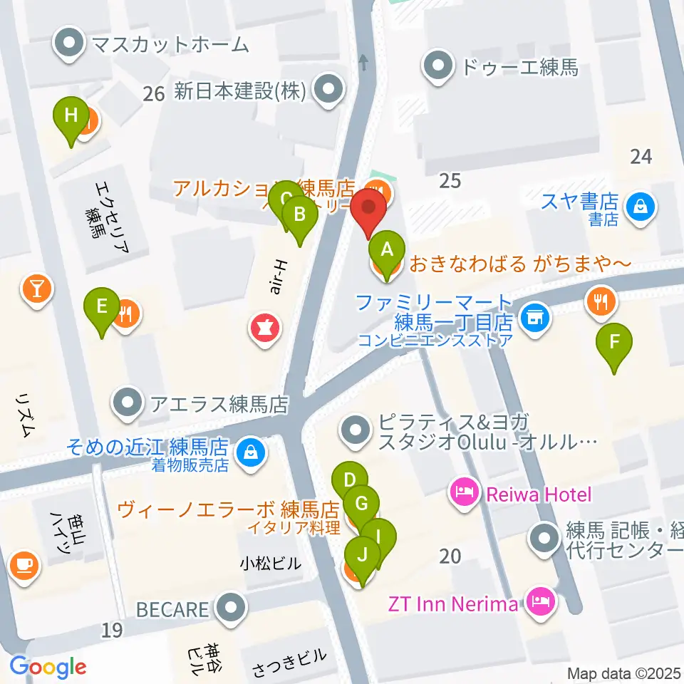 スタジオマザーハウス練馬店周辺のファミレス・ファーストフード一覧地図