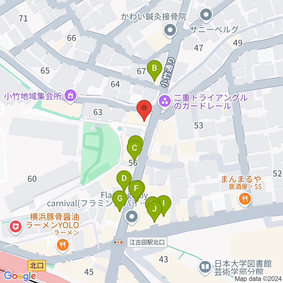 スタジオマザーハウス江古田店周辺のファミレス・ファーストフード一覧地図