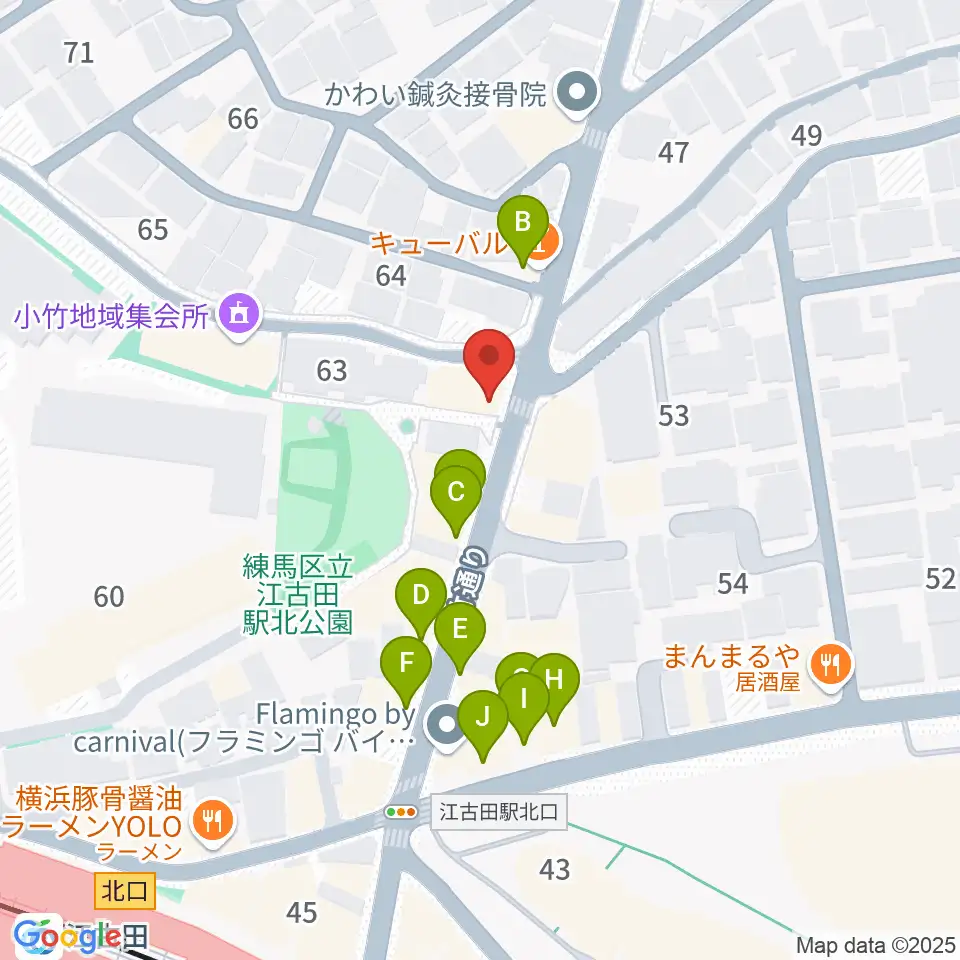 スタジオマザーハウス江古田店周辺のファミレス・ファーストフード一覧地図