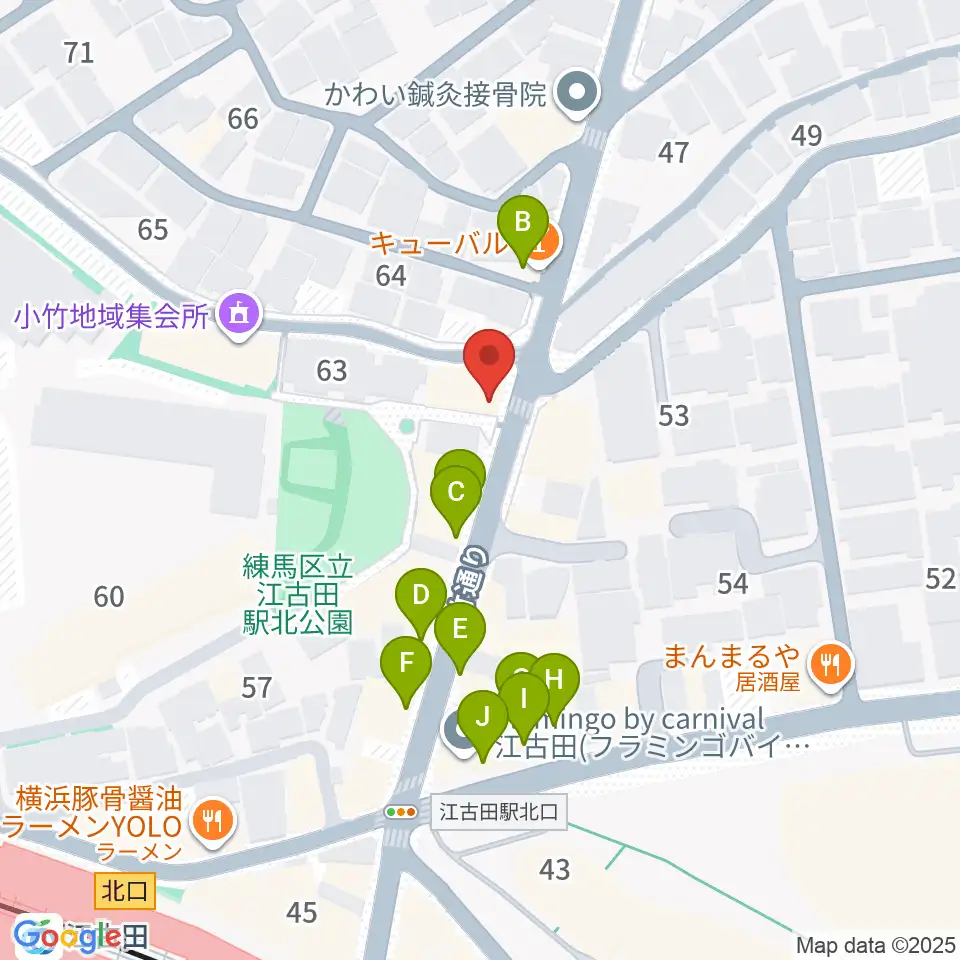 スタジオマザーハウス江古田店周辺のファミレス・ファーストフード一覧地図