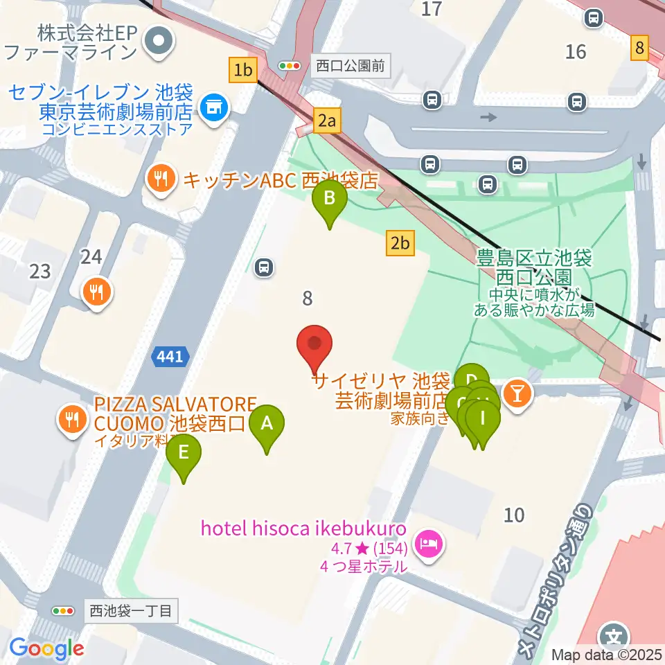 東京芸術劇場周辺のファミレス・ファーストフード一覧地図