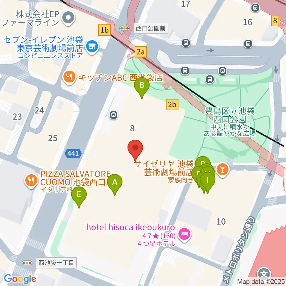 東京芸術劇場周辺のファミレス・ファーストフード一覧地図