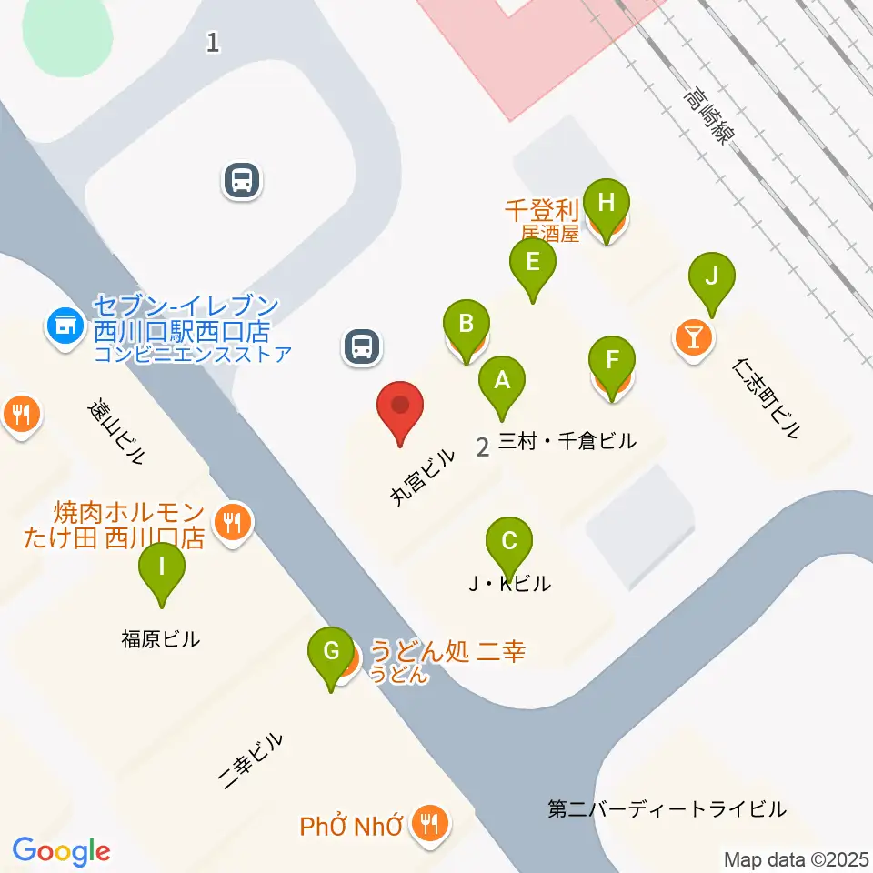 アオバ楽器周辺のファミレス・ファーストフード一覧地図