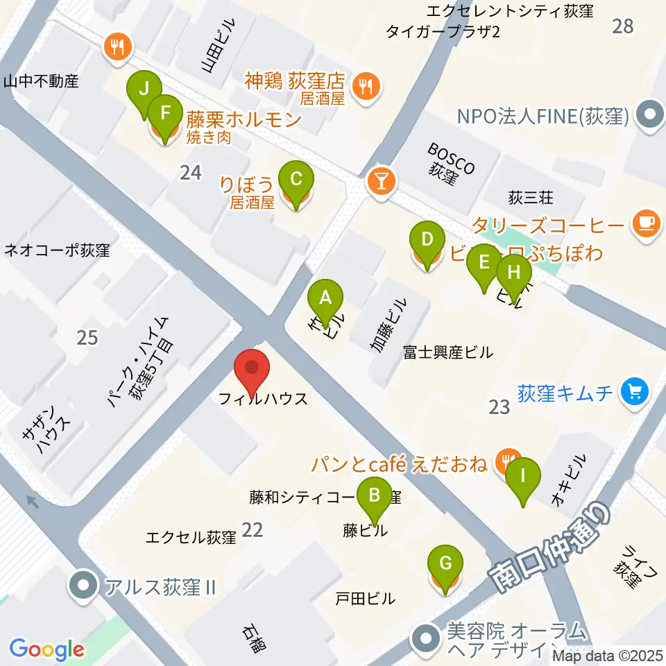 クレモニア・スタジオ周辺のファミレス・ファーストフード一覧地図
