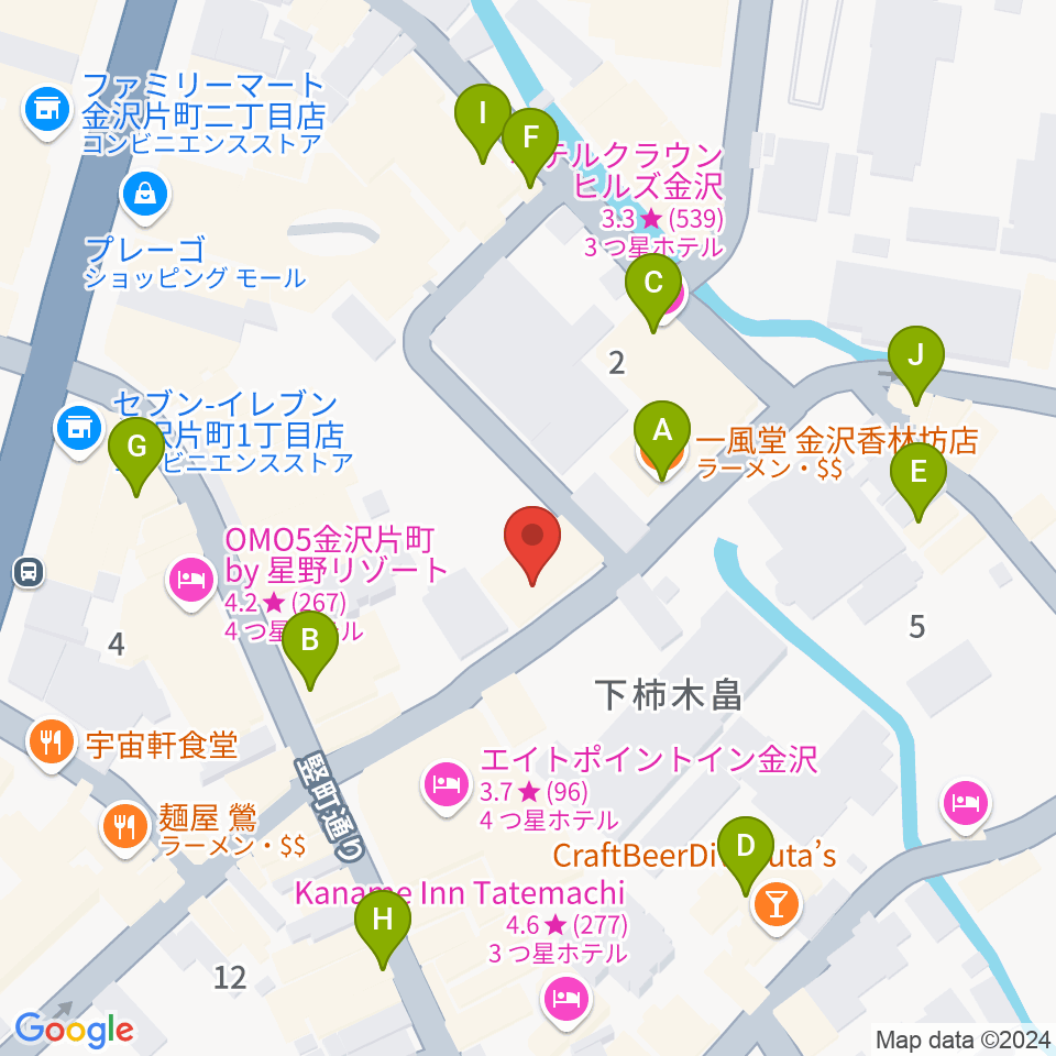 BIGBOSS金沢周辺のファミレス・ファーストフード一覧地図