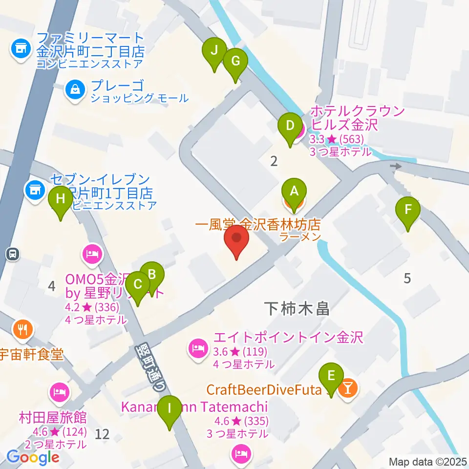 BIGBOSS金沢周辺のファミレス・ファーストフード一覧地図