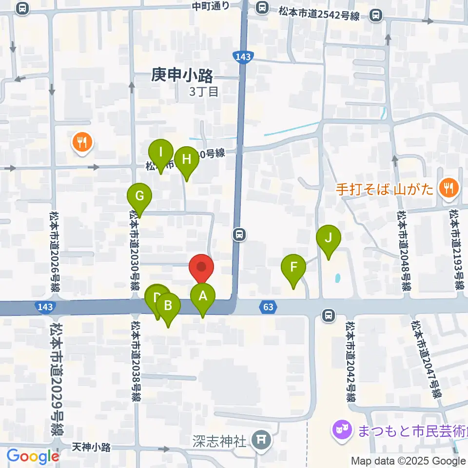 コダマ楽器周辺のファミレス・ファーストフード一覧地図
